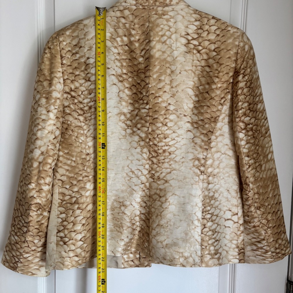 Lafayette 148 New York Gold Animal Print Linen Silk Blazer Size 10P Mob‎ Luxe - Picture 8 of 9